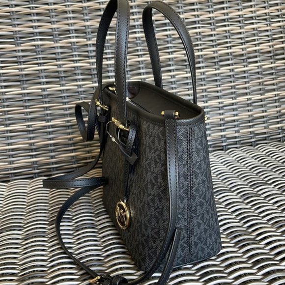 Michael Kors Jet Set Travel XS Carryall Tote Top Zip Tote Black - Picture 3 of 16